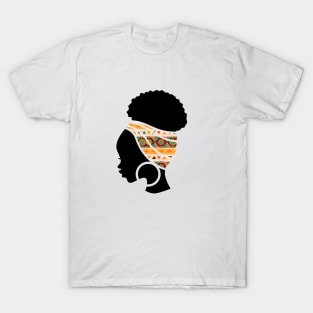 Afro Hair Woman with African Pattern Headwrap T-Shirt